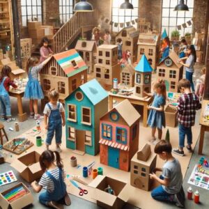 idées d'animations pour accueil de loisirs : le village en carton